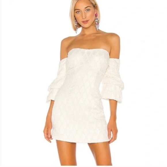 ATOIR Ivory Mini Strapless Dress Elegant Night Out Cocktail Bell Sleeve 4 - Picture 1 of 15